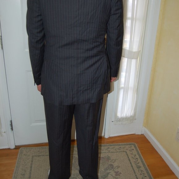 Dormeuil Wool Custom Grey Pin Stripe Suit - Picture 2 of 8